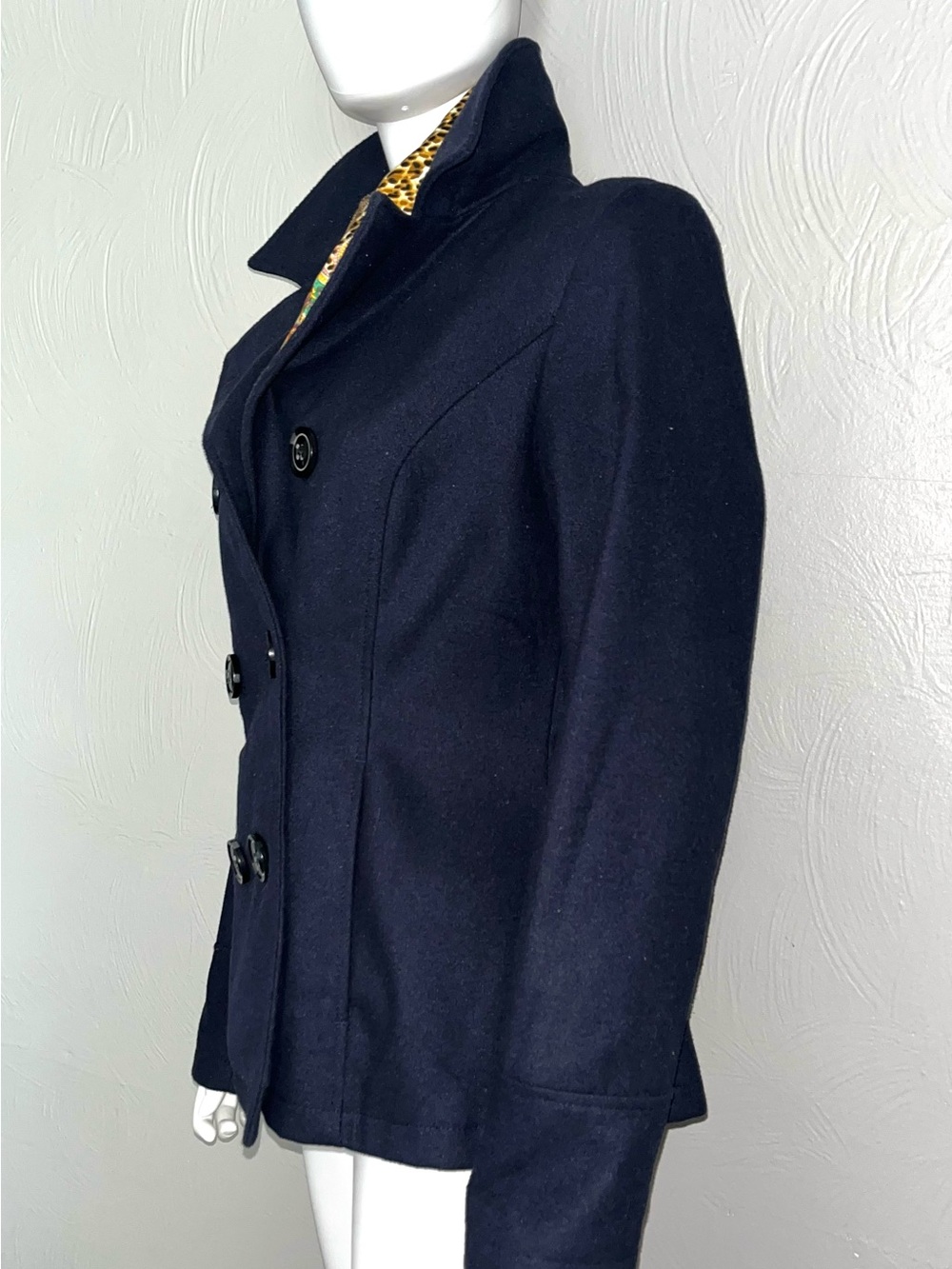Celebrity Pink Navy Double-Breasted Peacoat - Picture 3 of 5